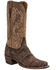 Image #2 - Lucchese Men's Handmade Burke Alligator Western Boots - Square Toe, Chocolate, hi-res