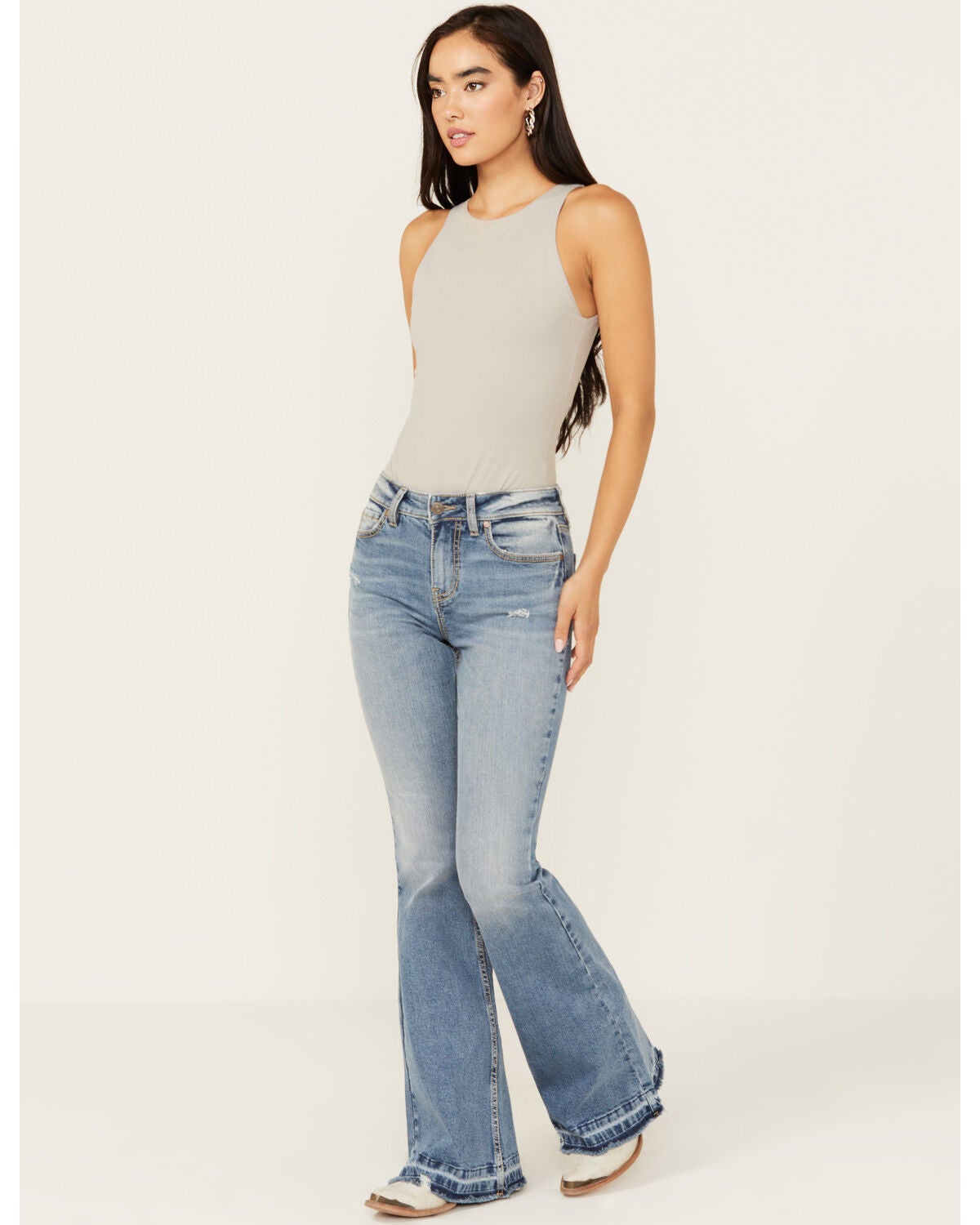 Shyanne Women's Catalina Light Medium Wash High Rise Stretch Flare ...