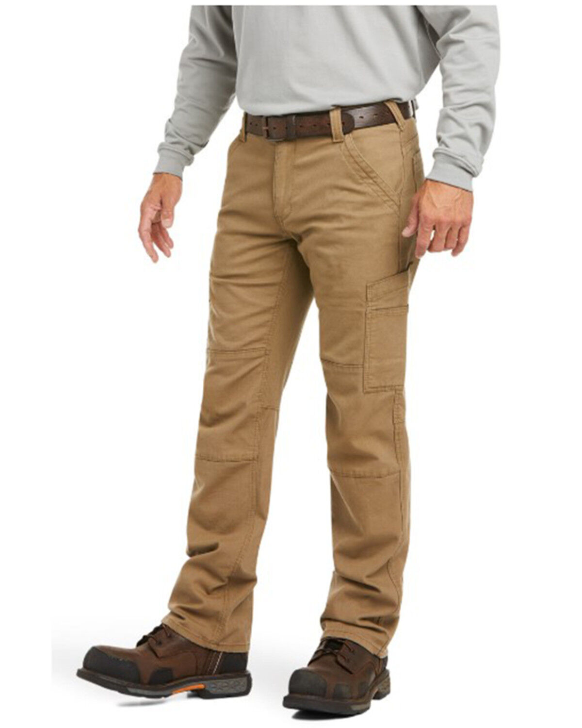 Image #1 - Ariat Men's FR M5 Duralight Stretch Canvas Straight Work Pants - Big, Beige, hi-res