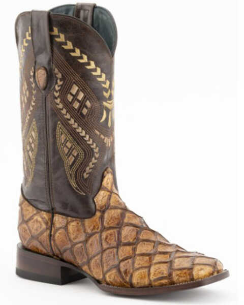 Ferrini Men's Bronco Pirarucu Print Western Boots - Broad Square Toe, Brown, hi-res