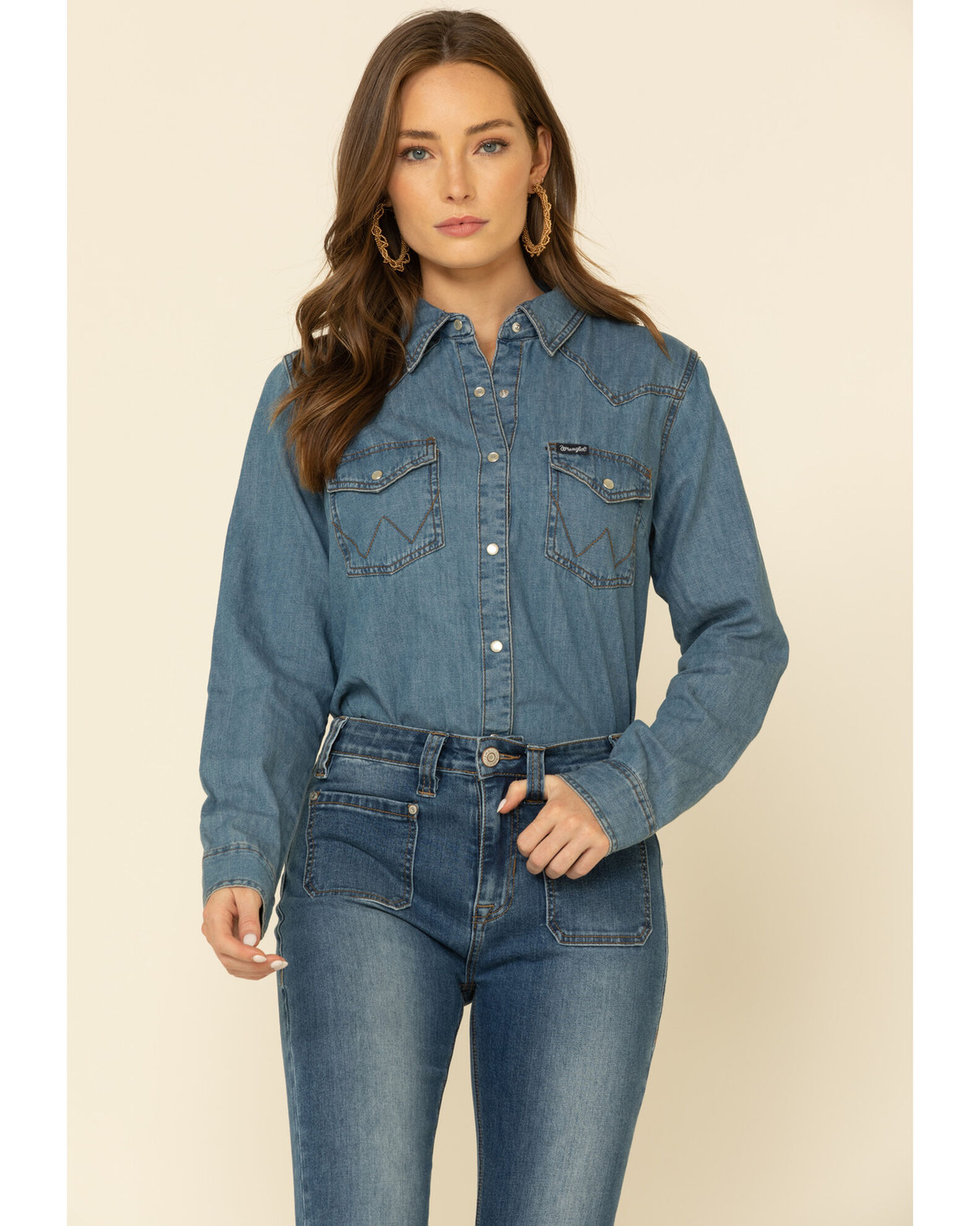 Womens denim shirt with snaps discount