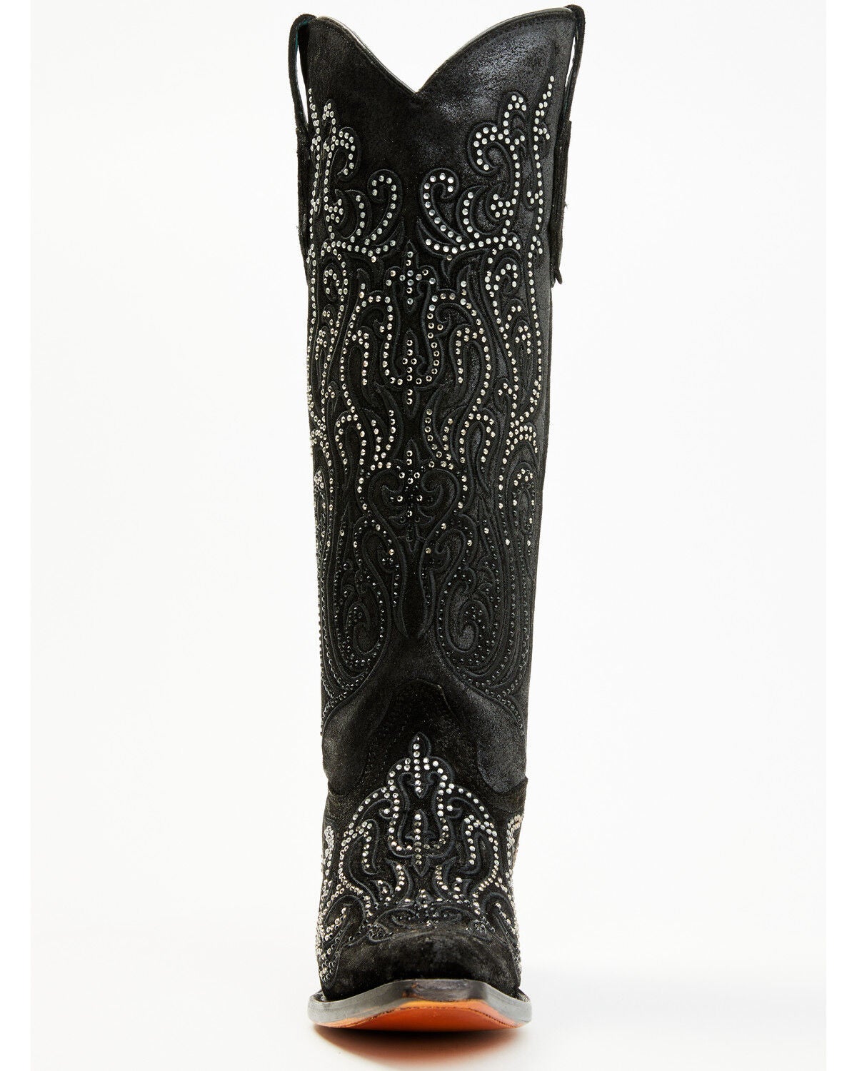 Image #4 - Corral Women's Crystal Embroidered Tall Western Boots - Snip Toe, Black, hi-res
