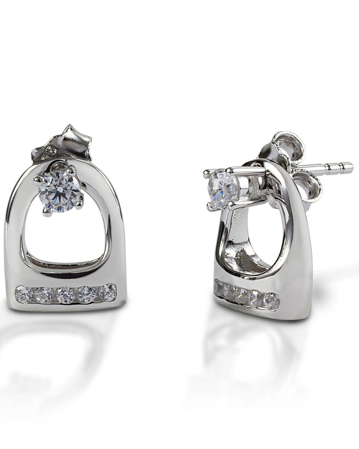 Image #1 - Kelly Herd Women's Studded Small English Stirrup Jacket Earrings, Silver, hi-res