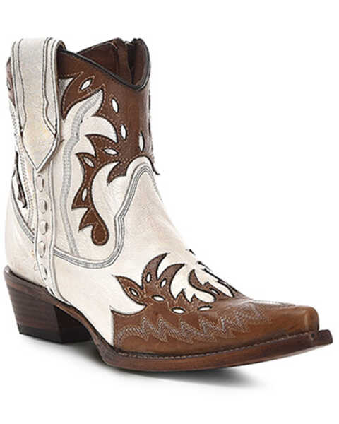 Corral Women's Outlay Western Booties - Snip Toe , White, hi-res