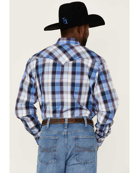 Image #4 - Rodeo Clothing Men's Large Blue Plaid Long Sleeve Snap Western Shirt , , hi-res