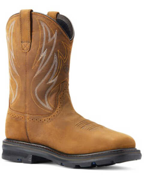 Image #1 - Ariat Men's Sierra Shock Shield Waterproof Western Work Boots - Steel Toe, Brown, hi-res