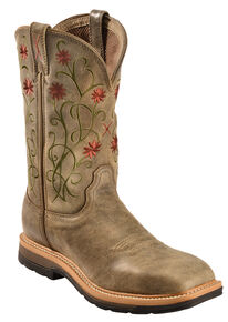 Twisted X Women's Floral Stitched Roughstock Cowgirl Boots - Steel Toe, Bomber, hi-res