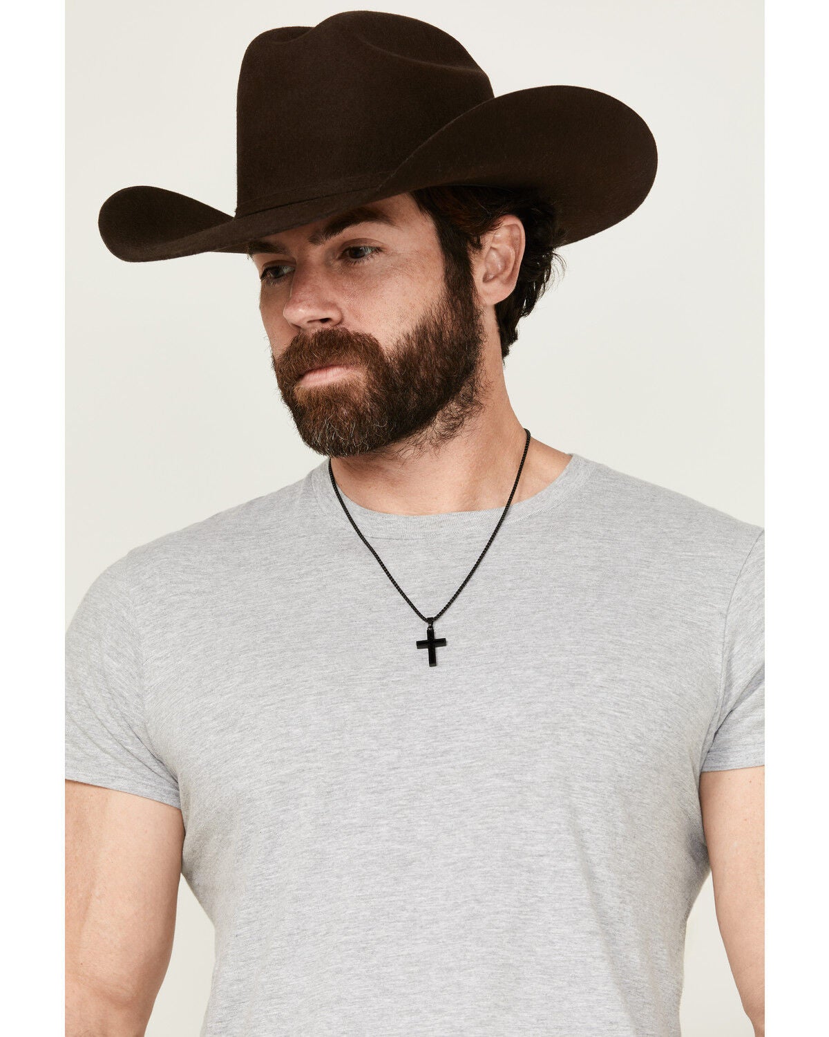 Cody James Men's Matte Black Inlay Cross Necklace, Black, hi-res