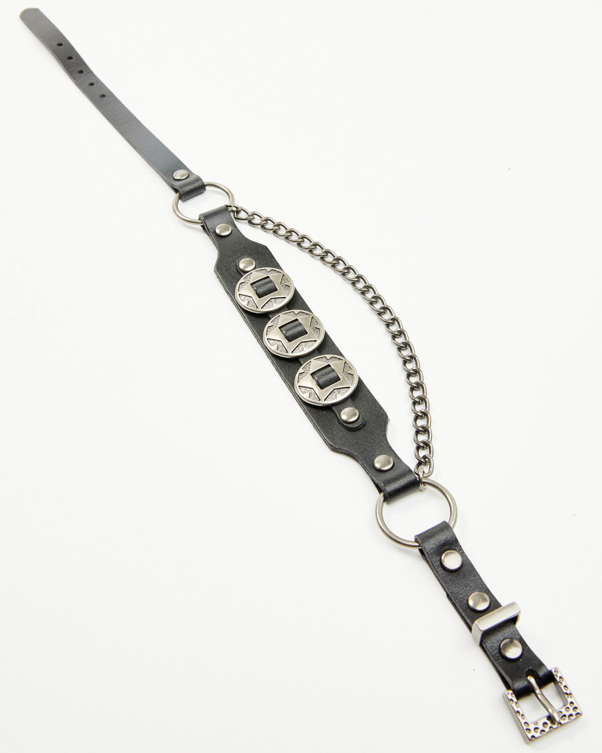Image #3 - Shyanne Women's Leather and Concho Boot Bracelet, Black, hi-res
