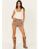 Image #1 - Cleo + Wolf Women's High Rise Stretch Shorts, Taupe, hi-res
