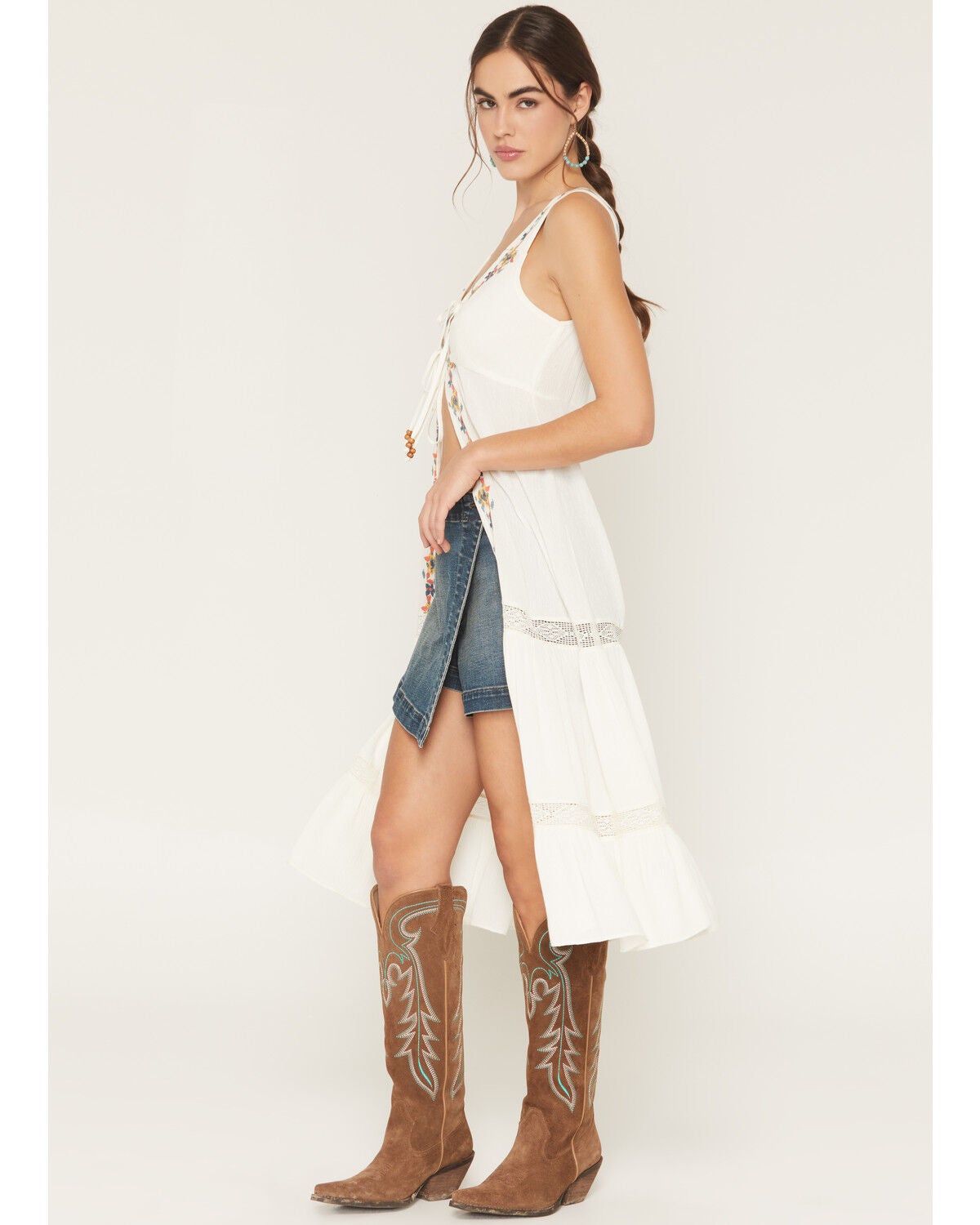 Image #4 - Shyanne Women's Embroidered and Lace Kimono, Cream, hi-res