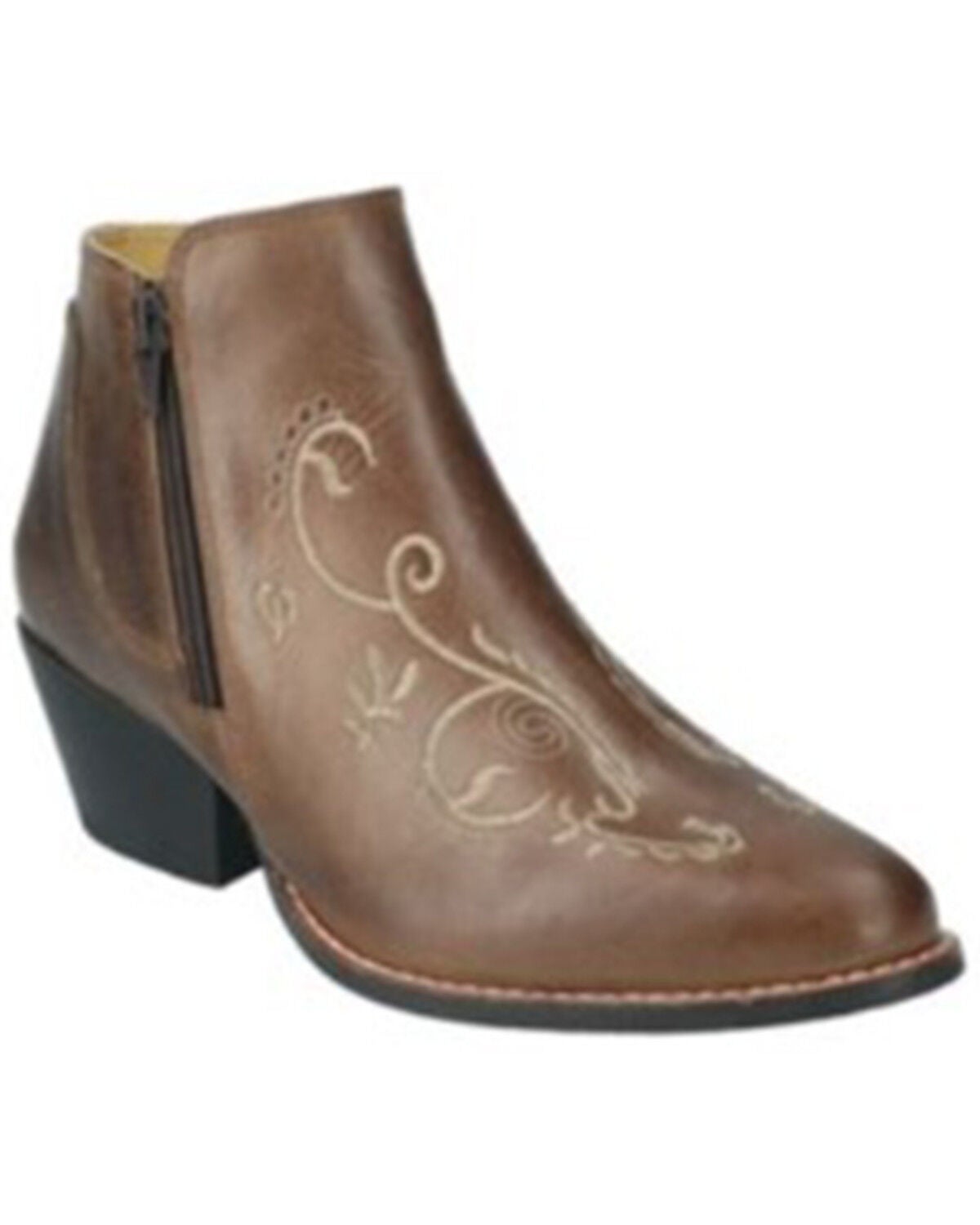 Smoky Mountain Women's Emily Distressed Western Booties - Round Toe, Brown, hi-res