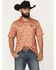Image #1 - RANK 45® Men's Uptown Southwestern Print Short Sleeve Button-Down Polo Shirt, Rust Copper, hi-res