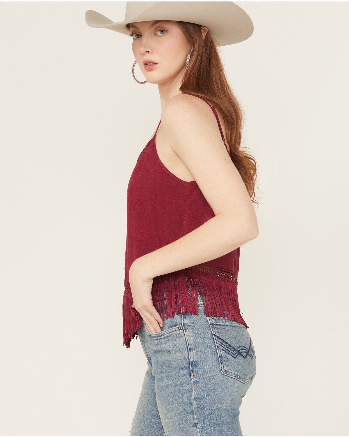 Image #3 - Idyllwind Women's Briarwick Jacquard Tank Top, Maroon, hi-res