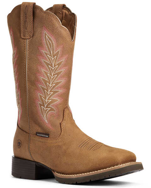 Image #1 - Ariat Women's Hybrid Rancher Waterproof Performance Western Boots - Broad Square Toe, Brown, hi-res