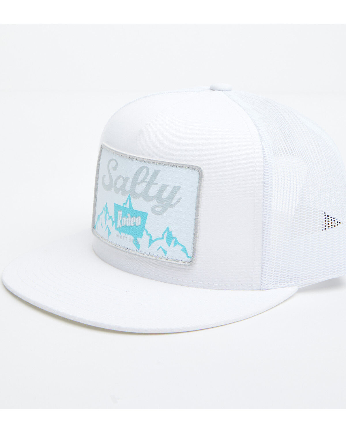 Image #1 - Salty Rodeo Men's Ice OG Logo Patch Trucker Cap, White, hi-res