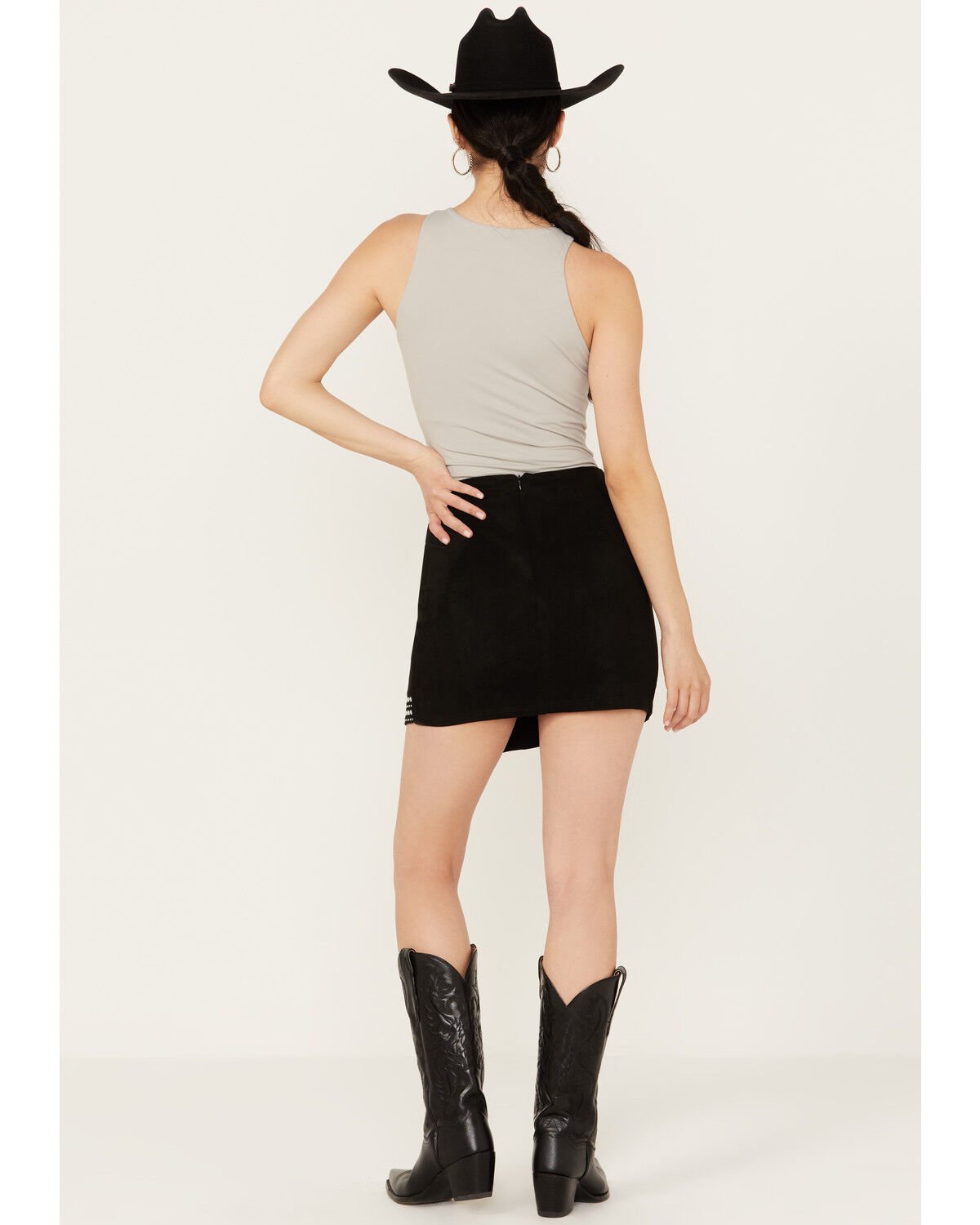 Image #3 - Vocal Women's Faux Suede Studded Mini Skirt, , hi-res