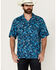 Image #1 - Wrangler Men's Conversation Print Short Sleeve Snap Western Shirt, Blue, hi-res