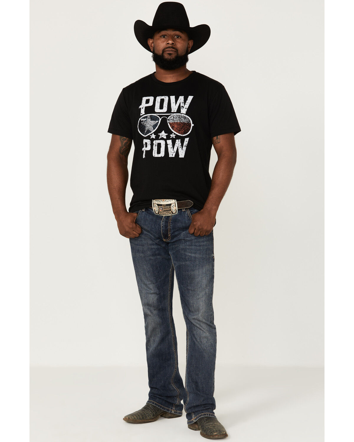 Image #2 - Dale Brisby Men's Pow Pow Sunglasses Graphic Short Sleeve T-Shirt, Black, hi-res