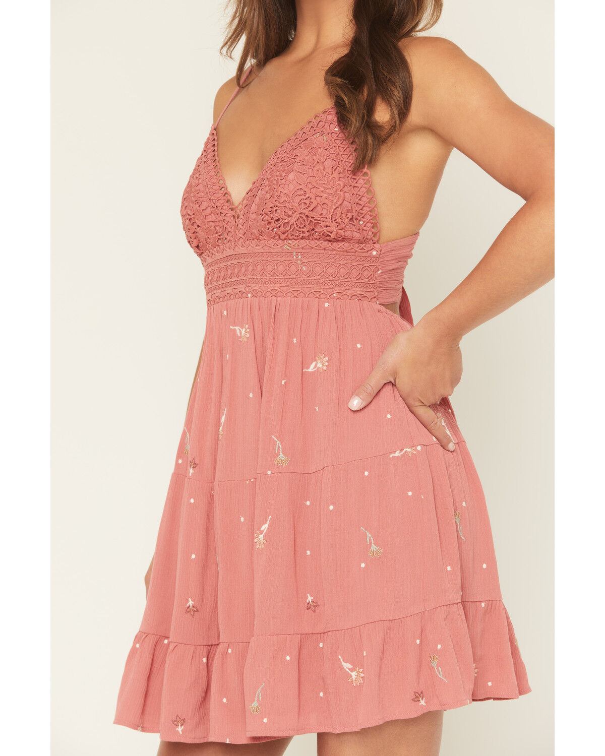 Image #3 - A.T.A.P Women's Crochet Embroidered Sleeveless Mini Dress, Pink, hi-res