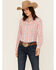 Image #1 - Ariat Women's Billie Jean Plaid Print Long Sleeve Button-Down Western Shirt, Rose, hi-res