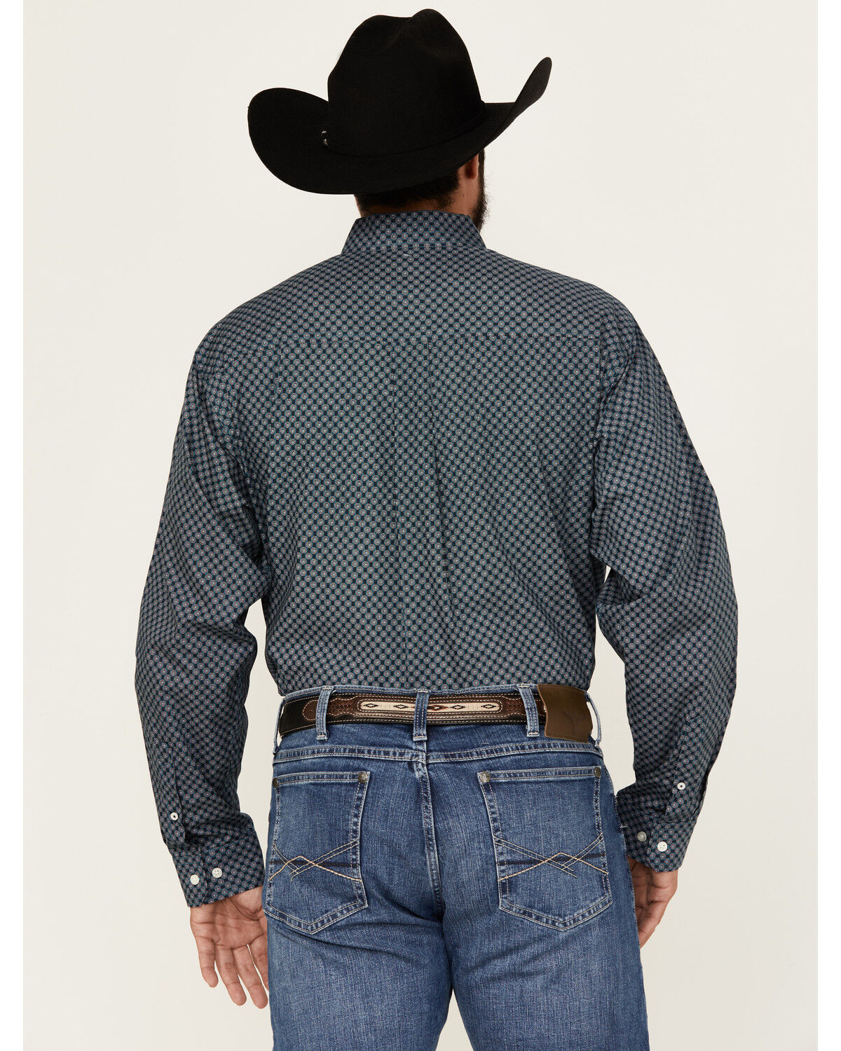 Image #4 - Cinch Men's Medallion Print Long Sleeve Button-Down Western Shirt, Teal, hi-res