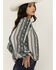 Image #2 - Wild Moss Women's Floral Striped Print Long Sleeve Peasant Shirt, Teal, hi-res