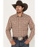Image #1 - Gibson Men's Kaleidoscope Medallion Print Long Sleeve Pearl Snap Western Shirt, Fired Brick, hi-res
