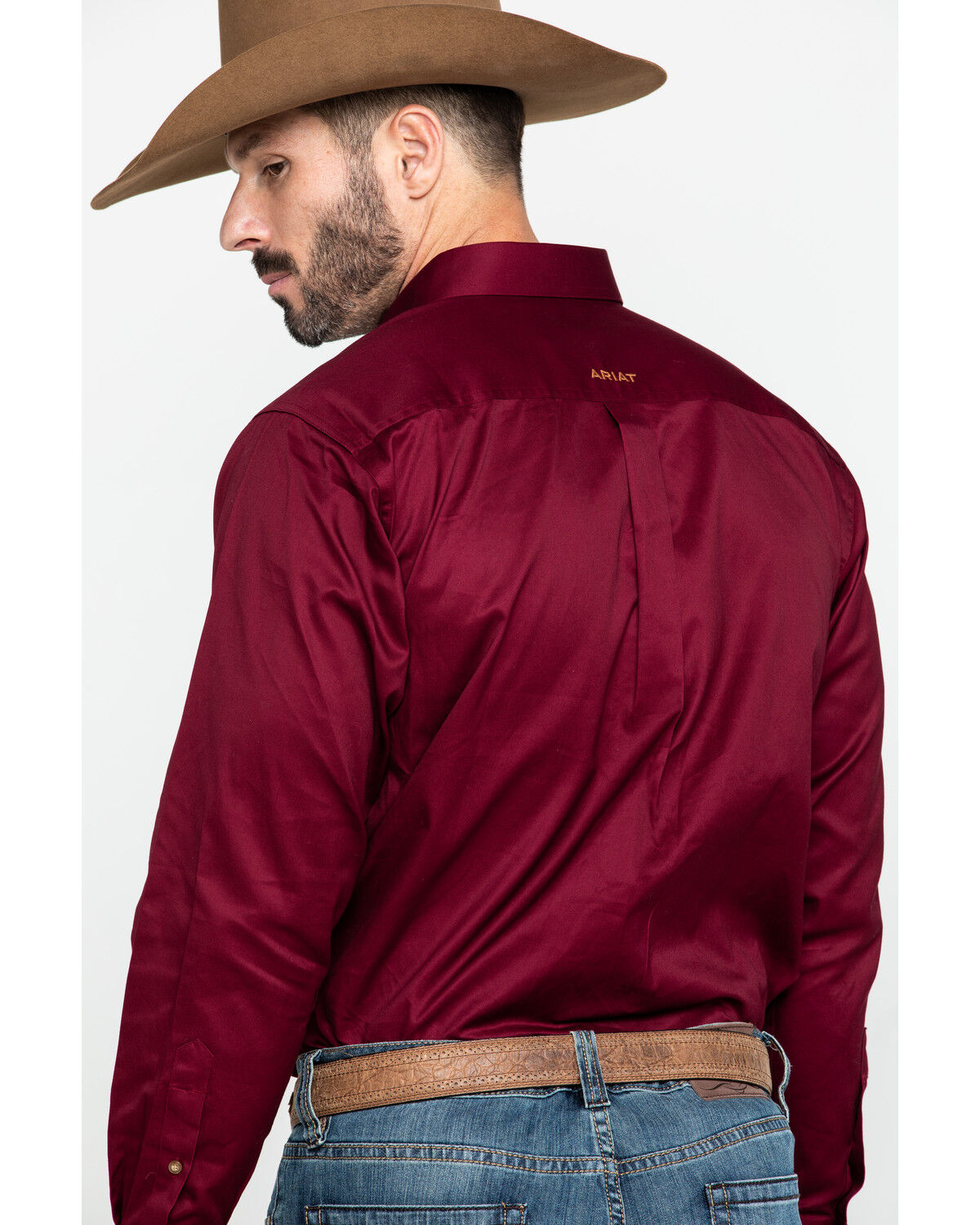 Image #5 - Ariat Men's Burgundy Solid Twill Long Sleeve Western Shirt - Big & Tall, Burgundy, hi-res