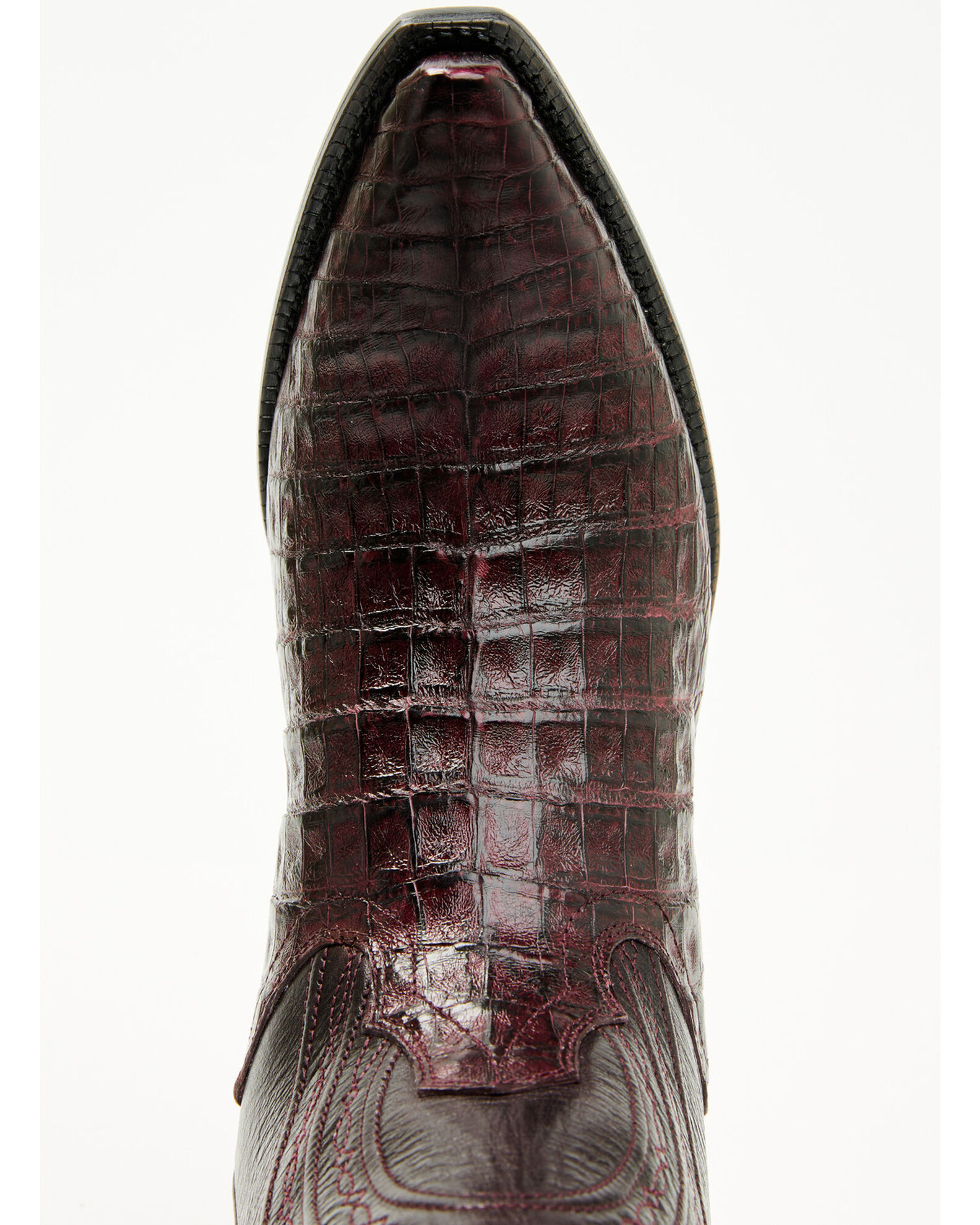 Image #6 - El Dorado Women's Holly Exotic Caiman Tall Western Boots - Snip Toe, Burgundy, hi-res