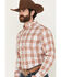 Image #2 - Ariat Men's Wallis Pro Series Plaid Print Long Sleeve Button-Down Stretch Western Shirt, Orange, hi-res