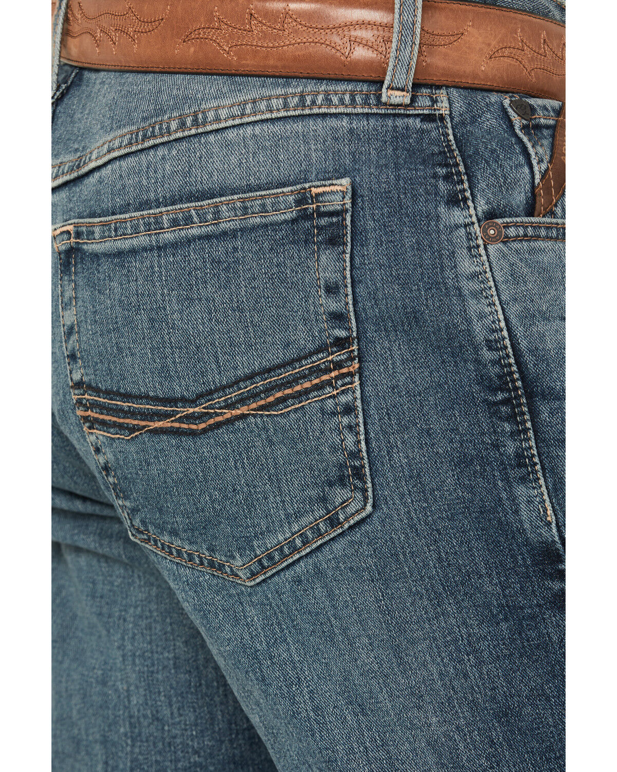 Image #4 - Ariat Men's M4 Legacy Relaxed Bootcut Stretch Denim Jeans Jeans, Blue, hi-res