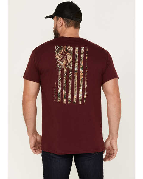 Browning Men's Realtree Edge Flag Graphic Short Sleeve T-Shirt, Maroon, hi-res