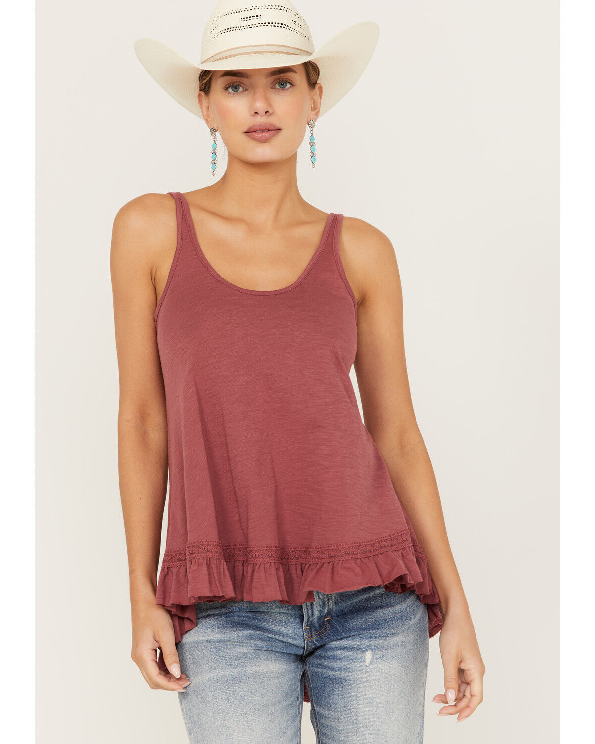 Image #1 - Angie Women's Ruffle Hem Tank Top, , hi-res