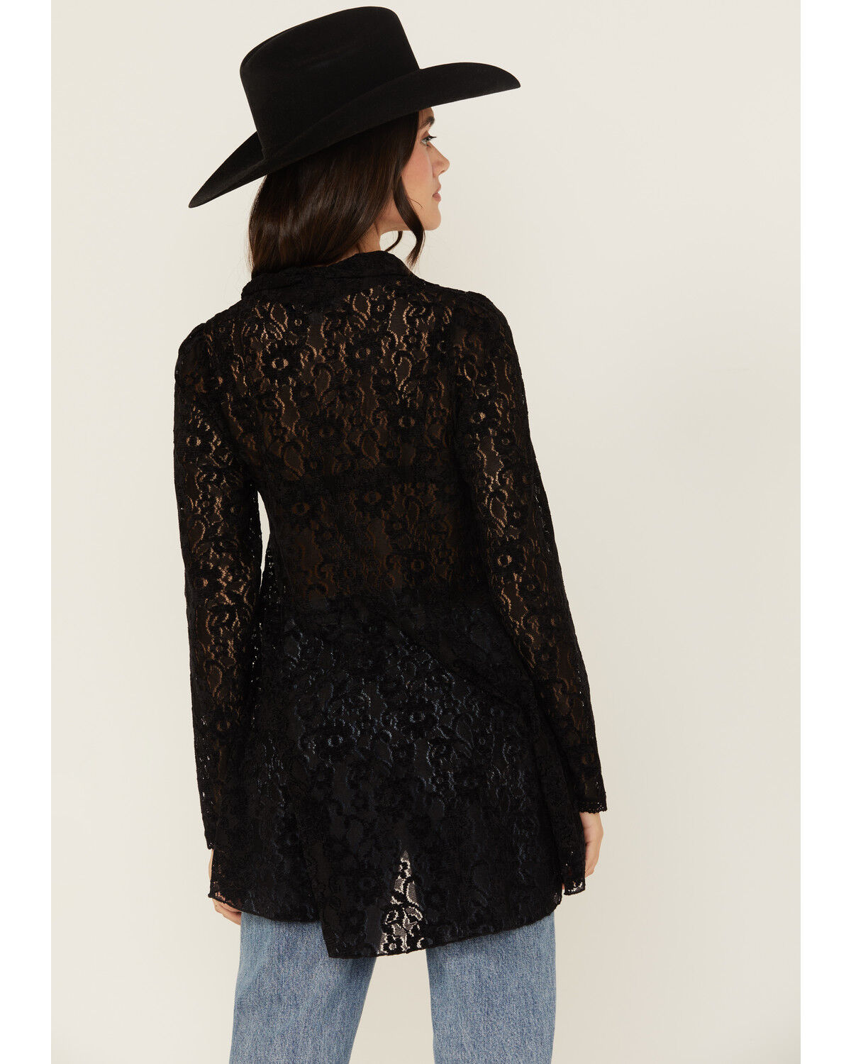 Image #4 - Beyond The Radar Women's Velvet Lace Long Sleeve Tunic, Black, hi-res