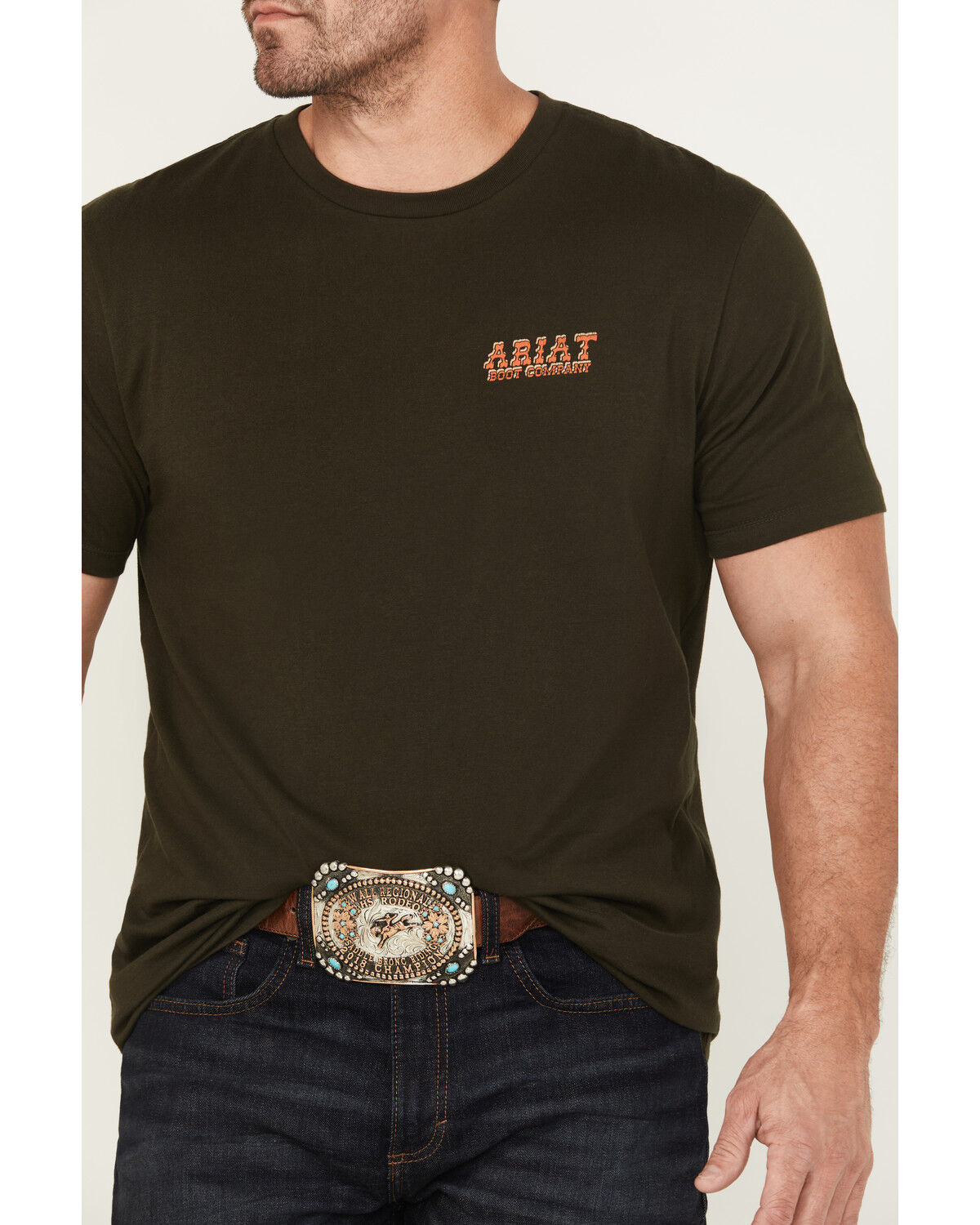 Image #4 - Ariat Men's Armadillo on a Half Shell Short Sleeve Graphic T-Shirt, Dark Green, hi-res