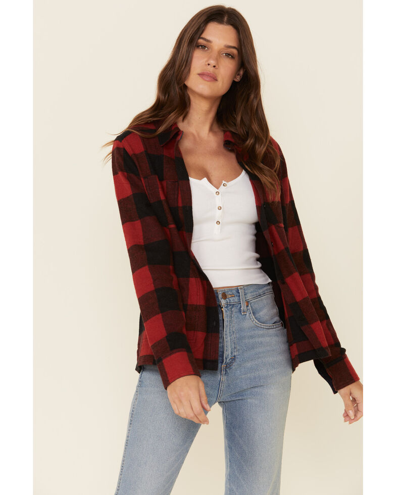 United By Blue Women's Red Rock Buffalo Plaid Long Sleeve Western Flannel Shirt , Red, hi-res