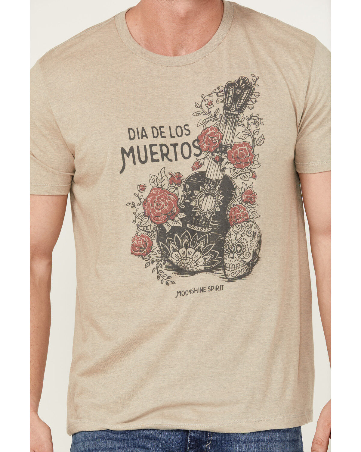 Image #3 - Moonshine Spirit Men's Skull Guitar Short Sleeve Graphic T-Shirt, Tan, hi-res