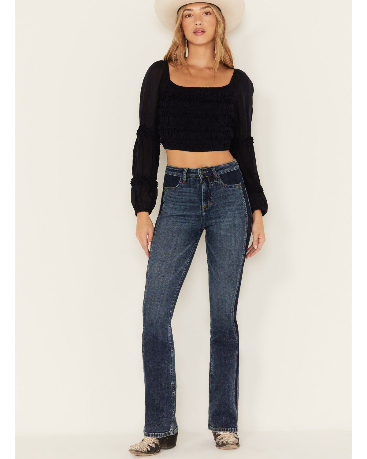 Image #1 - Idyllwind Women's Holland Medium Wash Contrast Panels High Risin' Stretch Bootcut Jeans, Medium Wash, hi-res