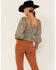 Image #3 - Lush Women's Long Sleeve Cheetah Smocked Crop Top, , hi-res