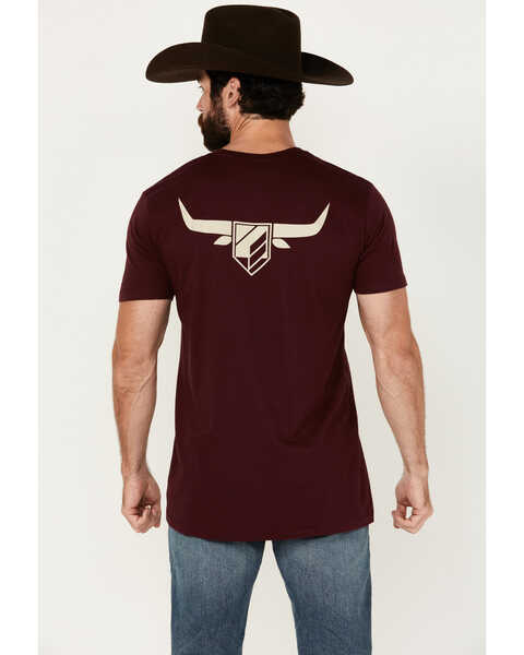 RANK 45® Men's Long Horn Logo Short Sleeve Graphic T-Shirt , Burgundy, hi-res