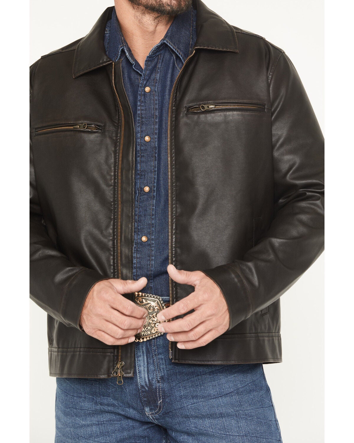 Image #3 - Cody James Men's Faux Leather Moto Jacket - Tall, Dark Brown, hi-res
