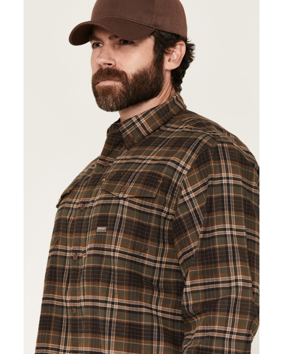 Image #2 - Ariat Men's Rebar Flannel Durastretch Long Sleeve Button-Down Stretch Work Shirt, Green, hi-res