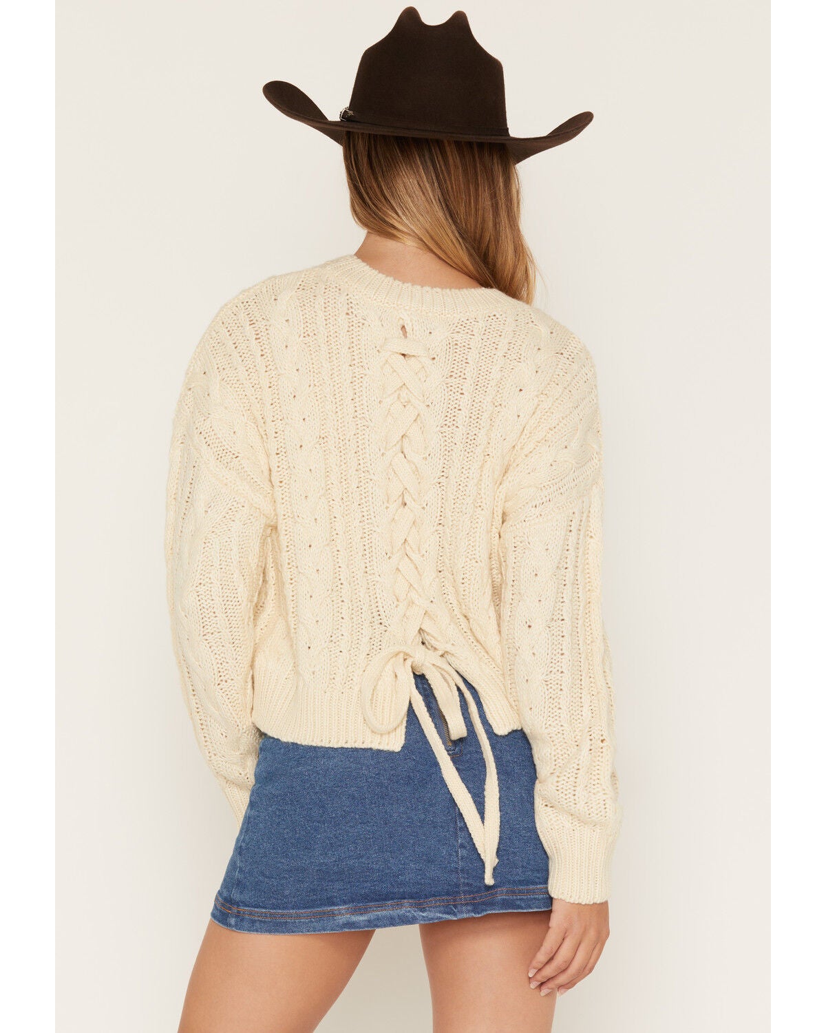 Image #4 - Cleo + Wolf Women's Lace-Up Sweater, Ivory, hi-res