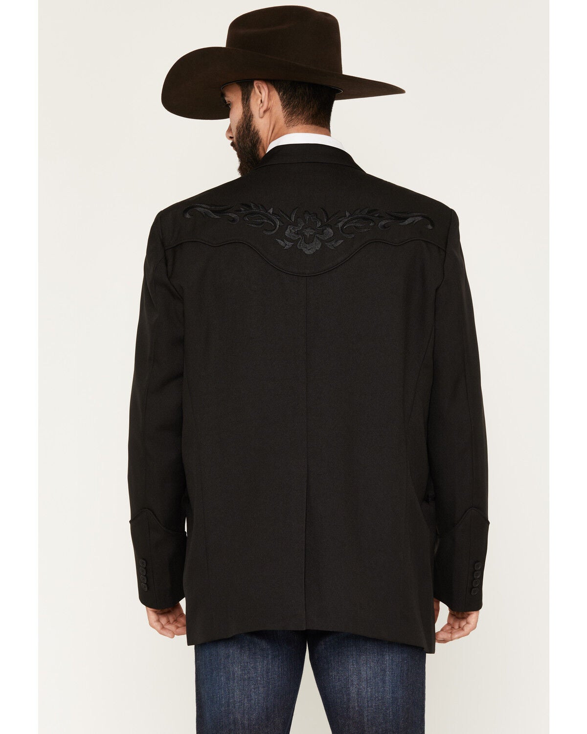 Image #4 - Scully Black Floral Embroidered Western Jacket, Black, hi-res