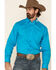 Panhandle Select Men's Solid Embroidered Stretch Poplin Long Sleeve Western Shirt , Blue, hi-res
