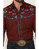 Image #3 - Rodeo Clothing Men's Embroidered Yoke Long Sleeve Snap Western Shirt, Burgundy, hi-res