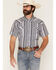 Image #1 - Panhandle Slim Men's Southwestern Striped Short Sleeve Pearl Snap Performance Western Shirt, Black, hi-res