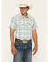 Image #1 - Ariat Men's Hinkle Retro Fit Plaid Print Short Sleeve Snap Western Shirt, Aqua, hi-res