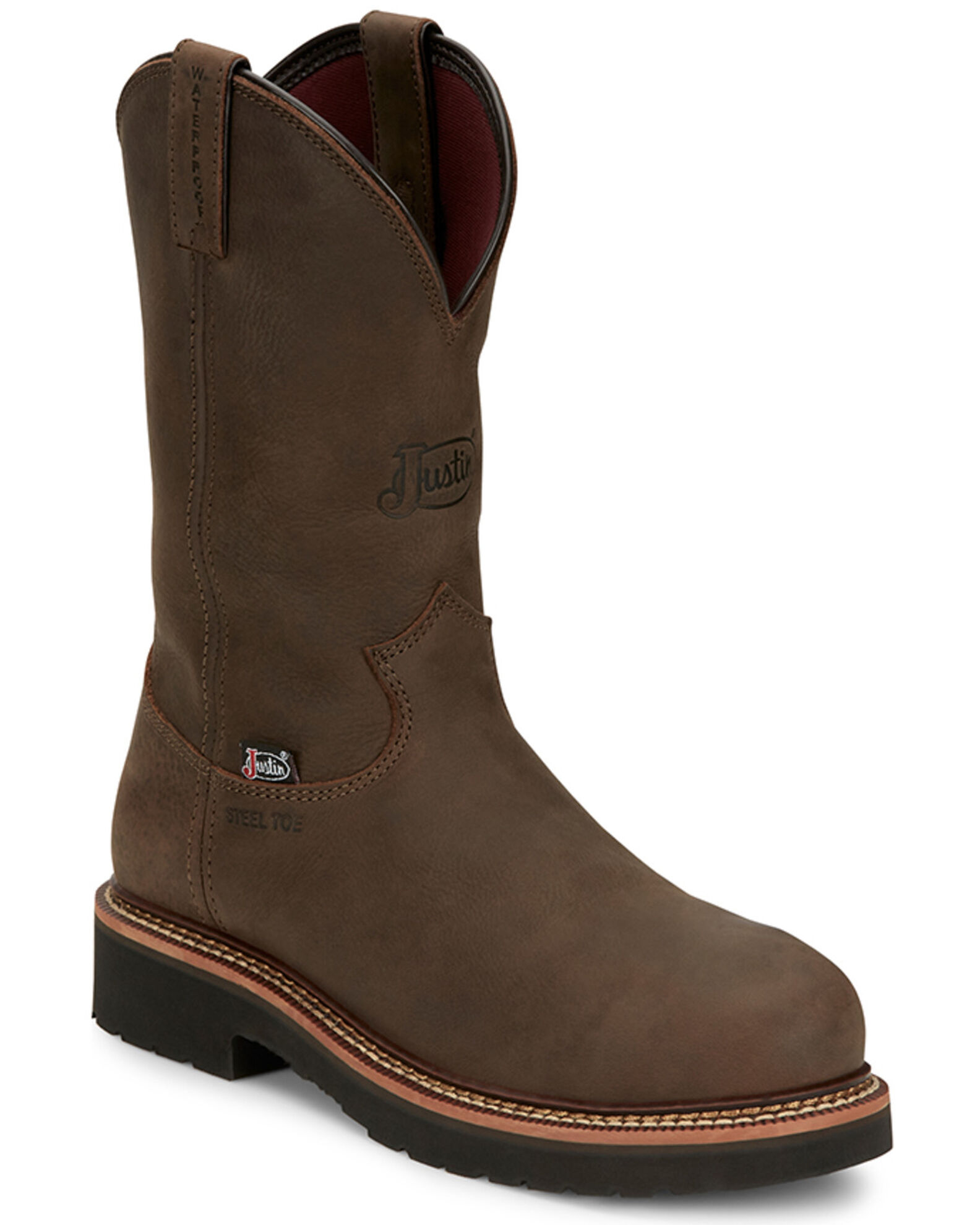Justin work boots steel toe waterproof discount